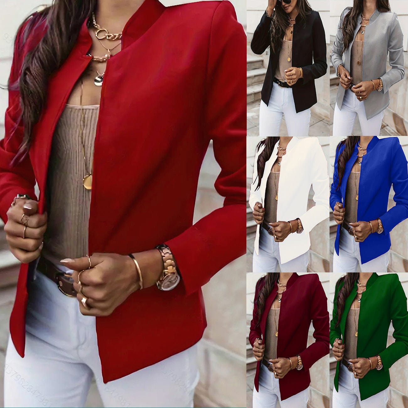 HabanaStrong Ropa Casual Hombres y Mujer, Ropa Europe Fashion Solid Color Stand Collar Long Sleeve Women's Clothing Jacket