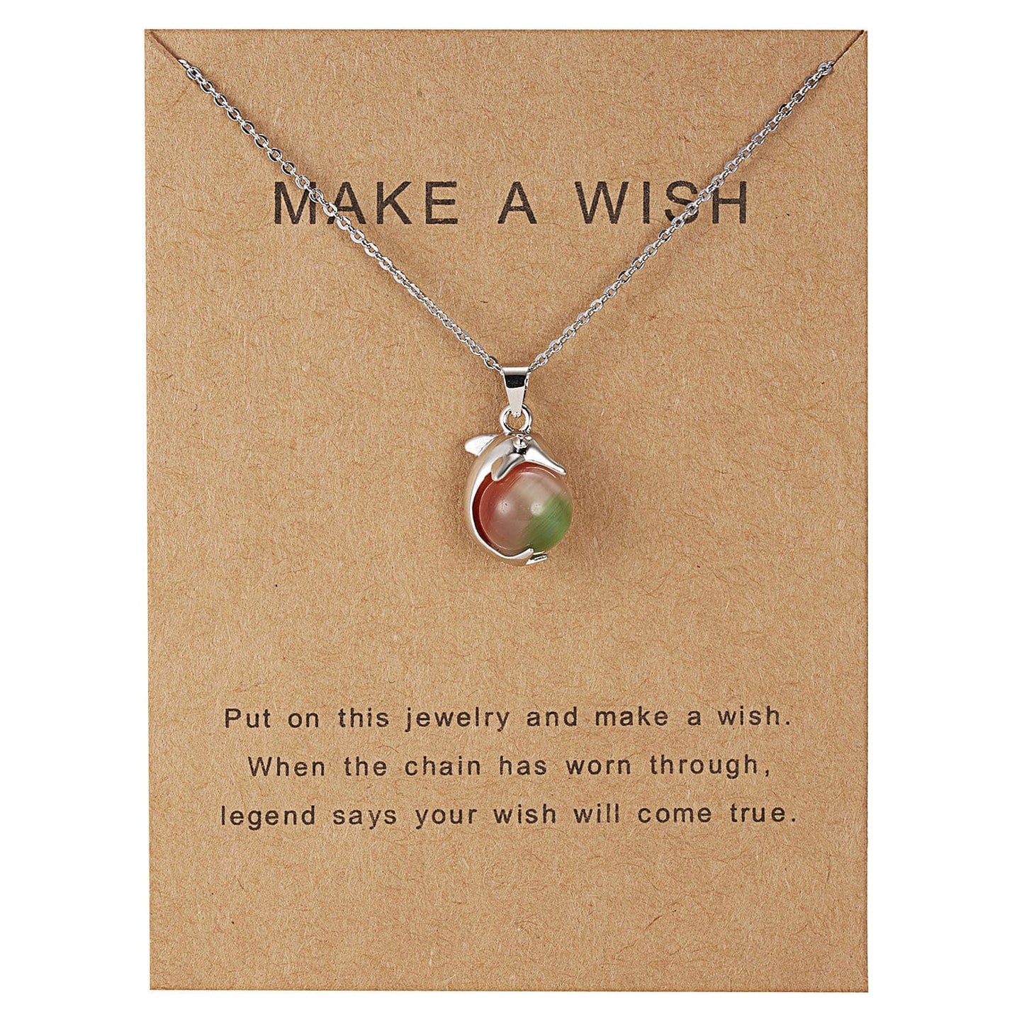 HabanaStrong A Dolphin Natural Stone Paper Card Necklace