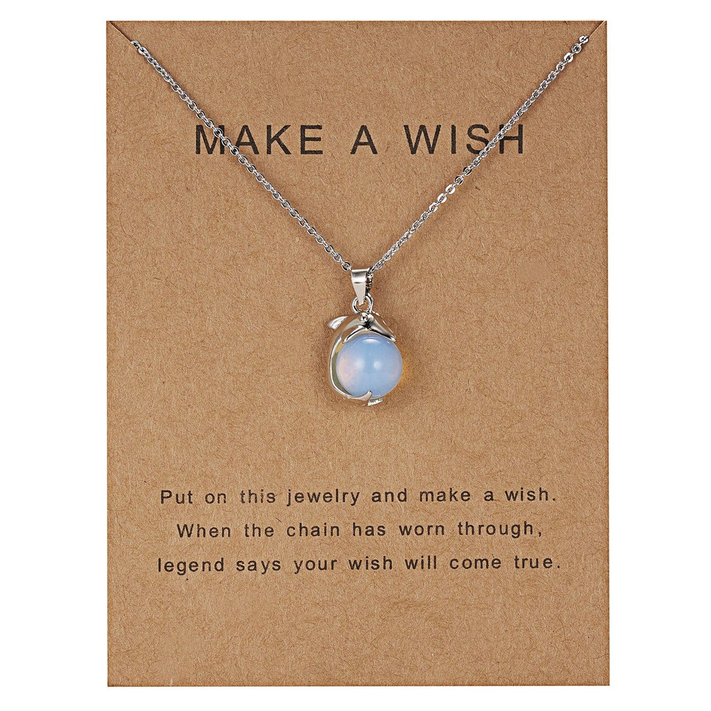 HabanaStrong B Dolphin Natural Stone Paper Card Necklace