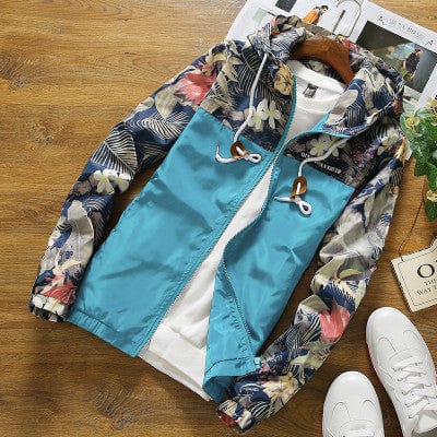 HabanaStrong Blue / 3XL / Thin Men's Printed Casual Contrast Sports Hooded Camouflage Jacket