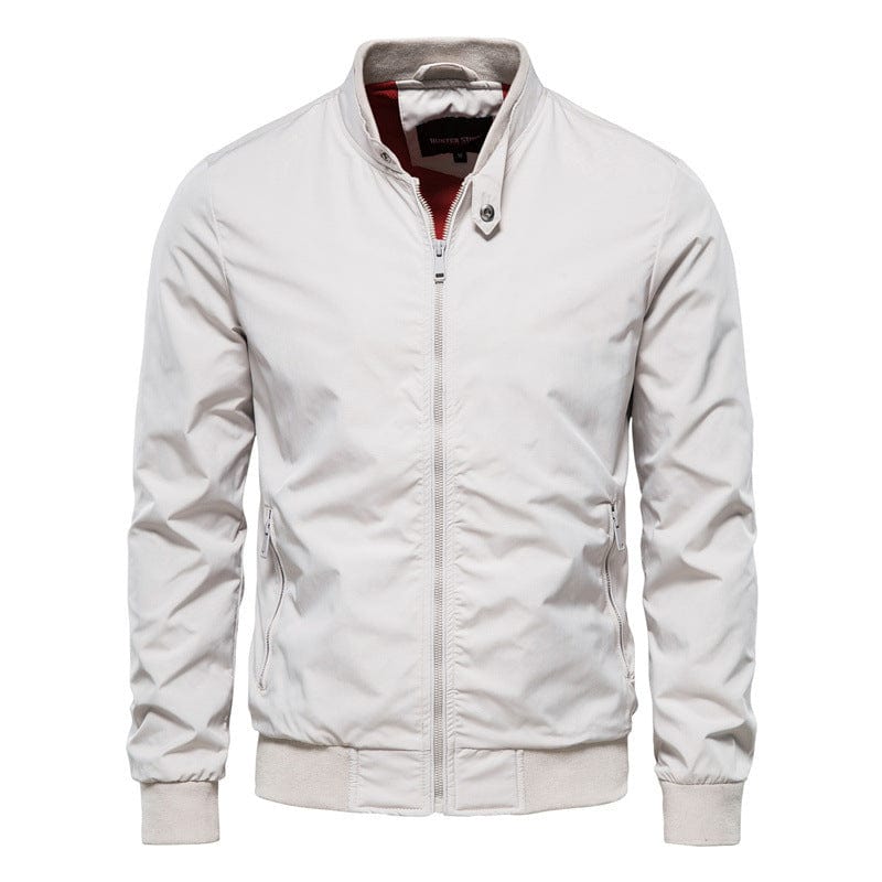 HabanaStrong.com Accesorios el toque final Beige / 2XL Men's Zip-up Jacket With Pockets Casual Solid Stand Collar Long Sleeve Top Outwear Clothing