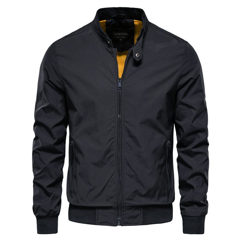 HabanaStrong.com Accesorios el toque final Black / 2XL Men's Zip-up Jacket With Pockets Casual Solid Stand Collar Long Sleeve Top Outwear Clothing