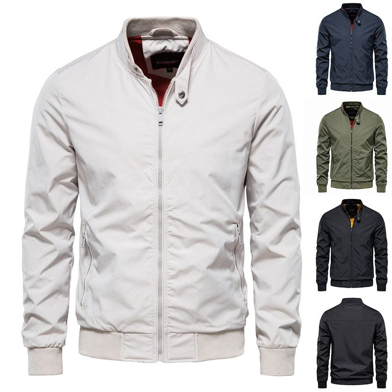 HabanaStrong.com Accesorios el toque final Men's Zip-up Jacket With Pockets Casual Solid Stand Collar Long Sleeve Top Outwear Clothing