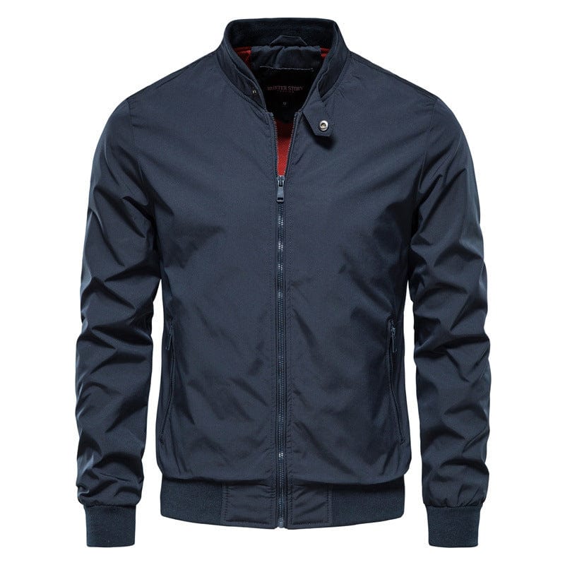 HabanaStrong.com Accesorios el toque final Navy Blue / 2XL Men's Zip-up Jacket With Pockets Casual Solid Stand Collar Long Sleeve Top Outwear Clothing