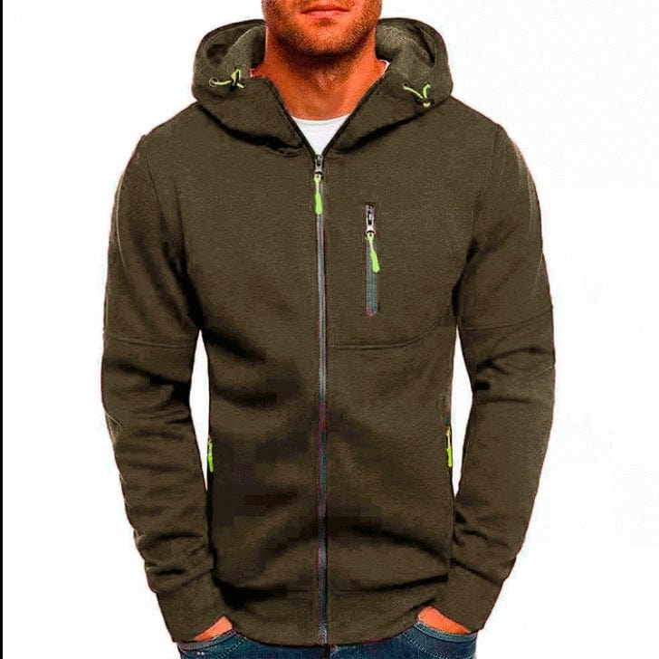 HabanaStrong.com Ropa Casual Hombres y Mujer, Ropa Europe Army Green / 3XL Sudadera con Capucha y Cremallera para Hombre: Estilo y Comodida
