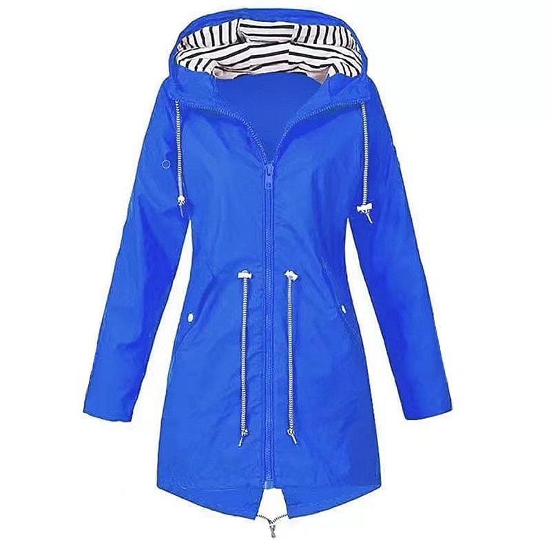 HabanaStrong.com Ropa Casual Hombres y Mujer, Ropa Europe Womens Waterproof Raincoat Casual Basic Outdoors Drawstring Trench Lightweight Drawstring Jackets Hiking Clothes For Women