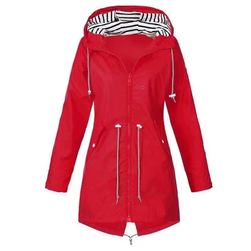 HabanaStrong.com Ropa Casual Hombres y Mujer, Ropa Europe Womens Waterproof Raincoat Casual Basic Outdoors Drawstring Trench Lightweight Drawstring Jackets Hiking Clothes For Women
