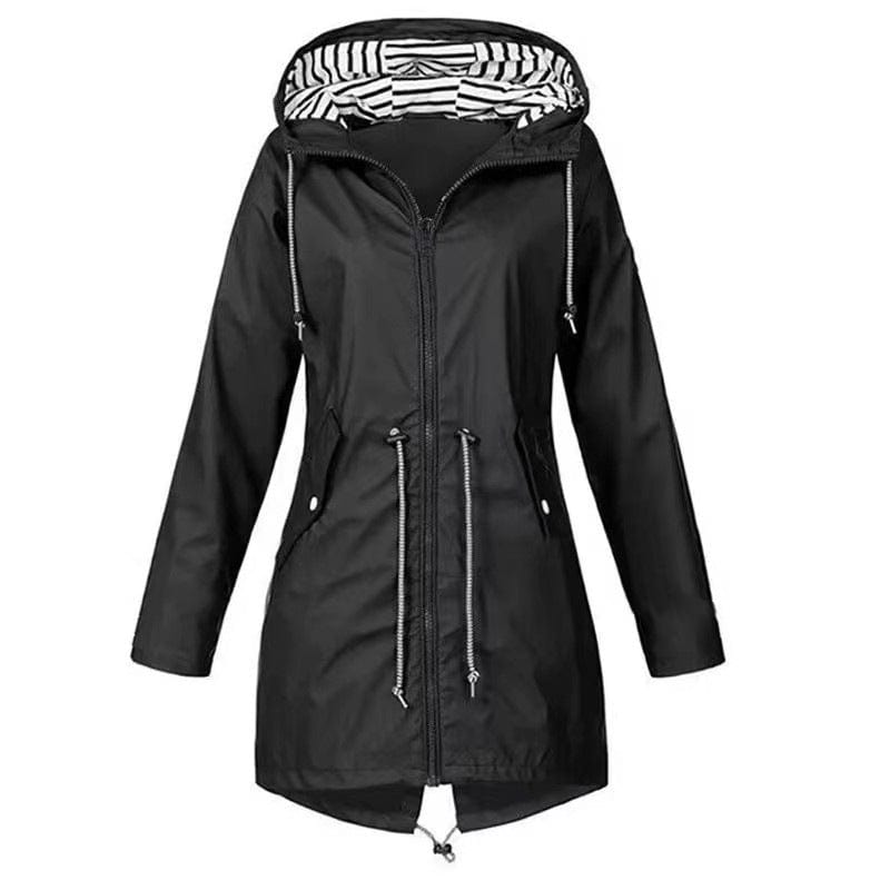 HabanaStrong.com Ropa Casual Hombres y Mujer, Ropa Europe Womens Waterproof Raincoat Casual Basic Outdoors Drawstring Trench Lightweight Drawstring Jackets Hiking Clothes For Women
