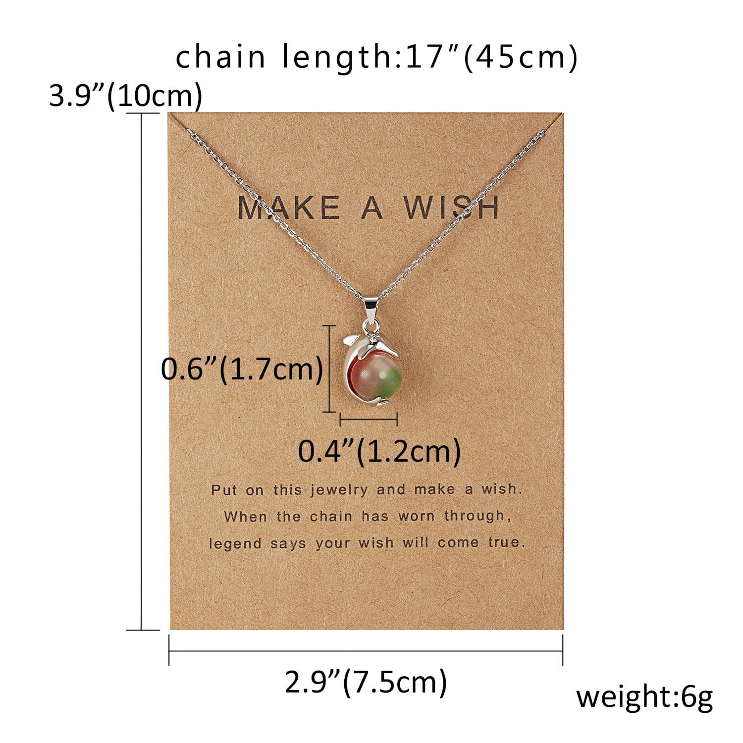 HabanaStrong Dolphin Natural Stone Paper Card Necklace