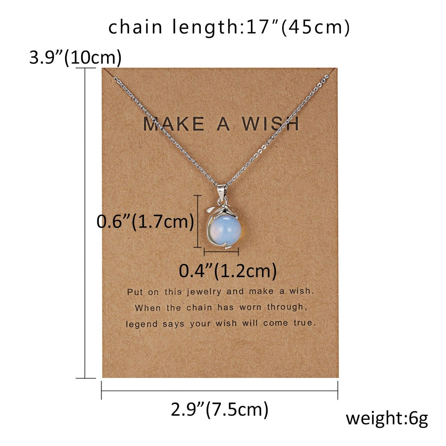 HabanaStrong Dolphin Natural Stone Paper Card Necklace