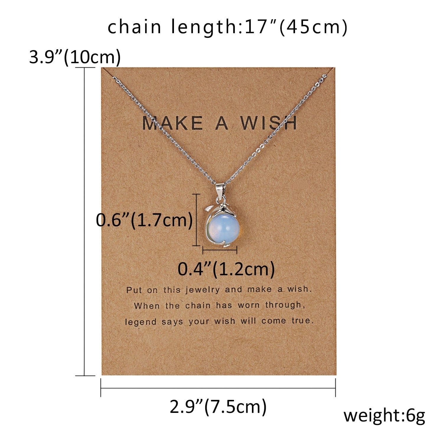 HabanaStrong Dolphin Natural Stone Paper Card Necklace