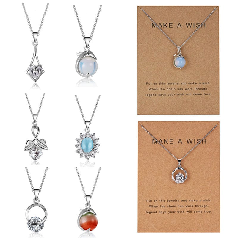 HabanaStrong Dolphin Natural Stone Paper Card Necklace