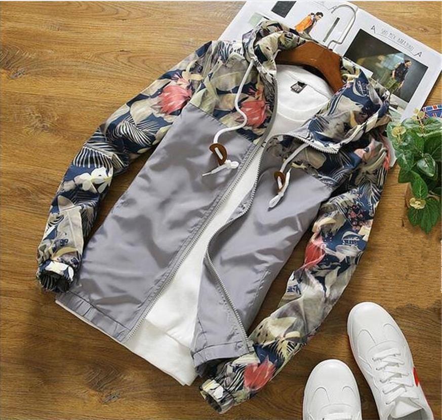 HabanaStrong Grey / S / Thick Men's Printed Casual Contrast Sports Hooded Camouflage Jacket