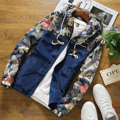 HabanaStrong Navy Blue / 3XL / Thin Men's Printed Casual Contrast Sports Hooded Camouflage Jacket