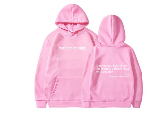 HabanaStrong Ropa Casual Hombres y Mujer, Ropa Europe Pink and white text / 4XL Dear Person Behind Me,the World Is A Better Place,with You In It,love,the Person In Front Of You,Women's Plush Letter Printed Kangaroo Pocket Drawstring Printed Hoodie Unisex Trendy Hoodies
