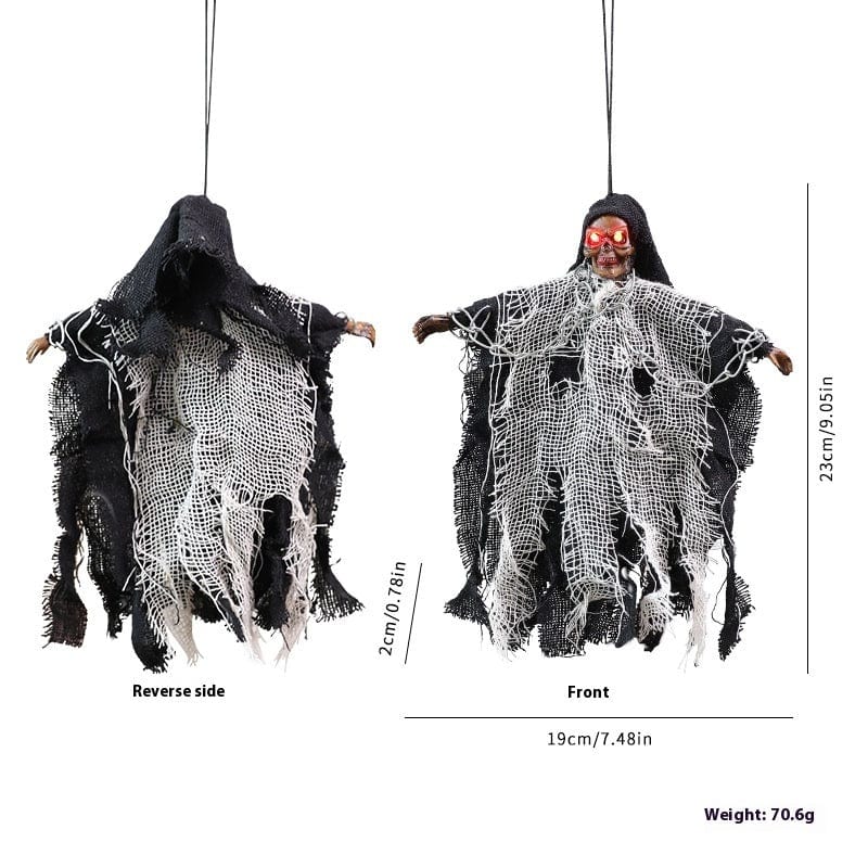 HabanaStrong Tebdencia lo mas buscado del año Black / 23x19x2cm Halloween Hanging Ghost Iron Chain Glowing Skull Decorative Ornaments