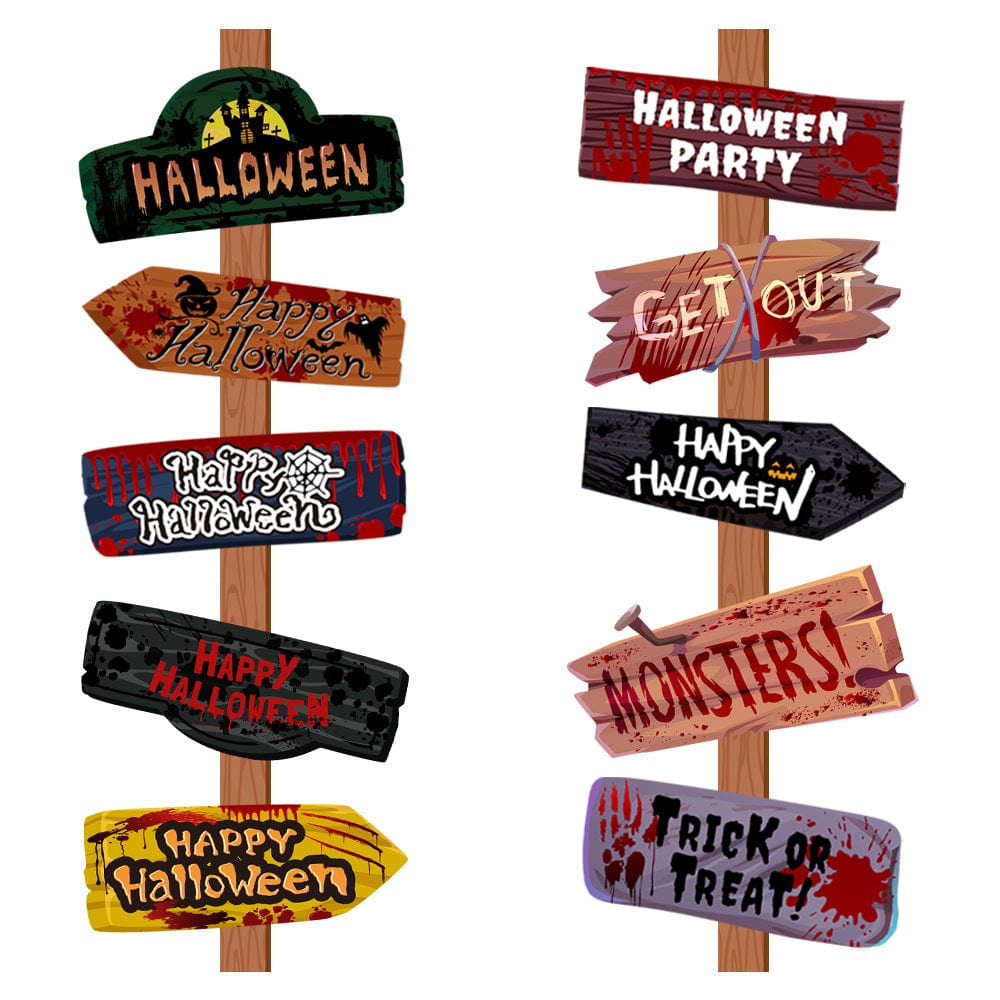 HabanaStrong Tebdencia lo mas buscado del año Halloween Road Sign Creative Printing Halloween Decoration Props Paper Signs