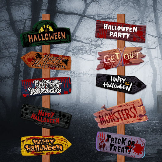 HabanaStrong Tebdencia lo mas buscado del año Halloween Road Sign Creative Printing Halloween Decoration Props Paper Signs