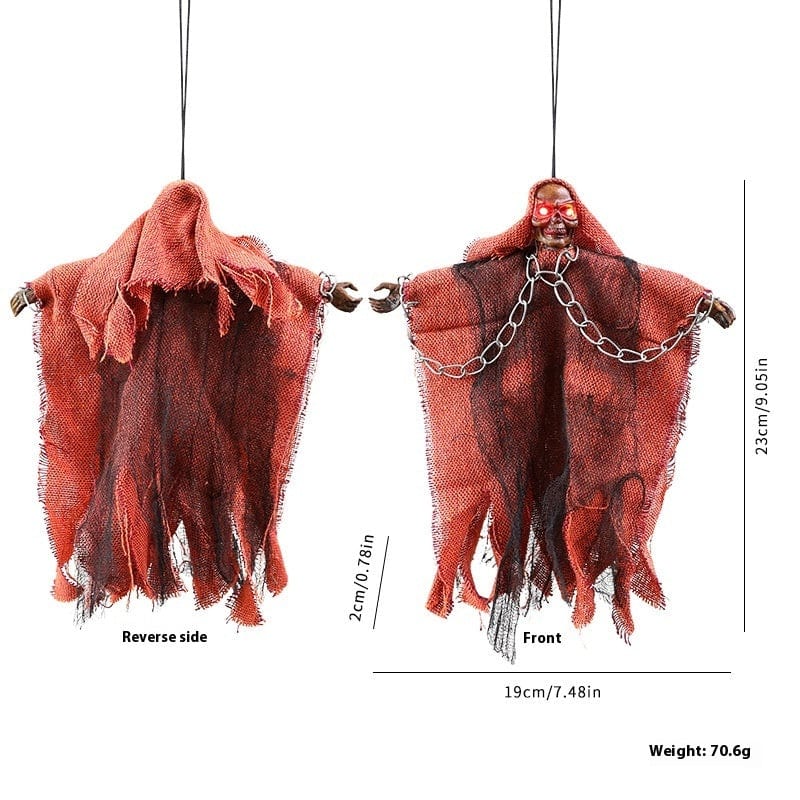 HabanaStrong Tebdencia lo mas buscado del año Red / 23x19x2cm Halloween Hanging Ghost Iron Chain Glowing Skull Decorative Ornaments