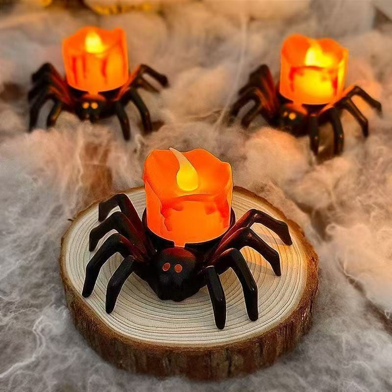 HabanaStrong Tebdencia lo mas buscado del año Spider Back Orange Candle Halloween Pumpkin Spider Candle Light Decoration Props