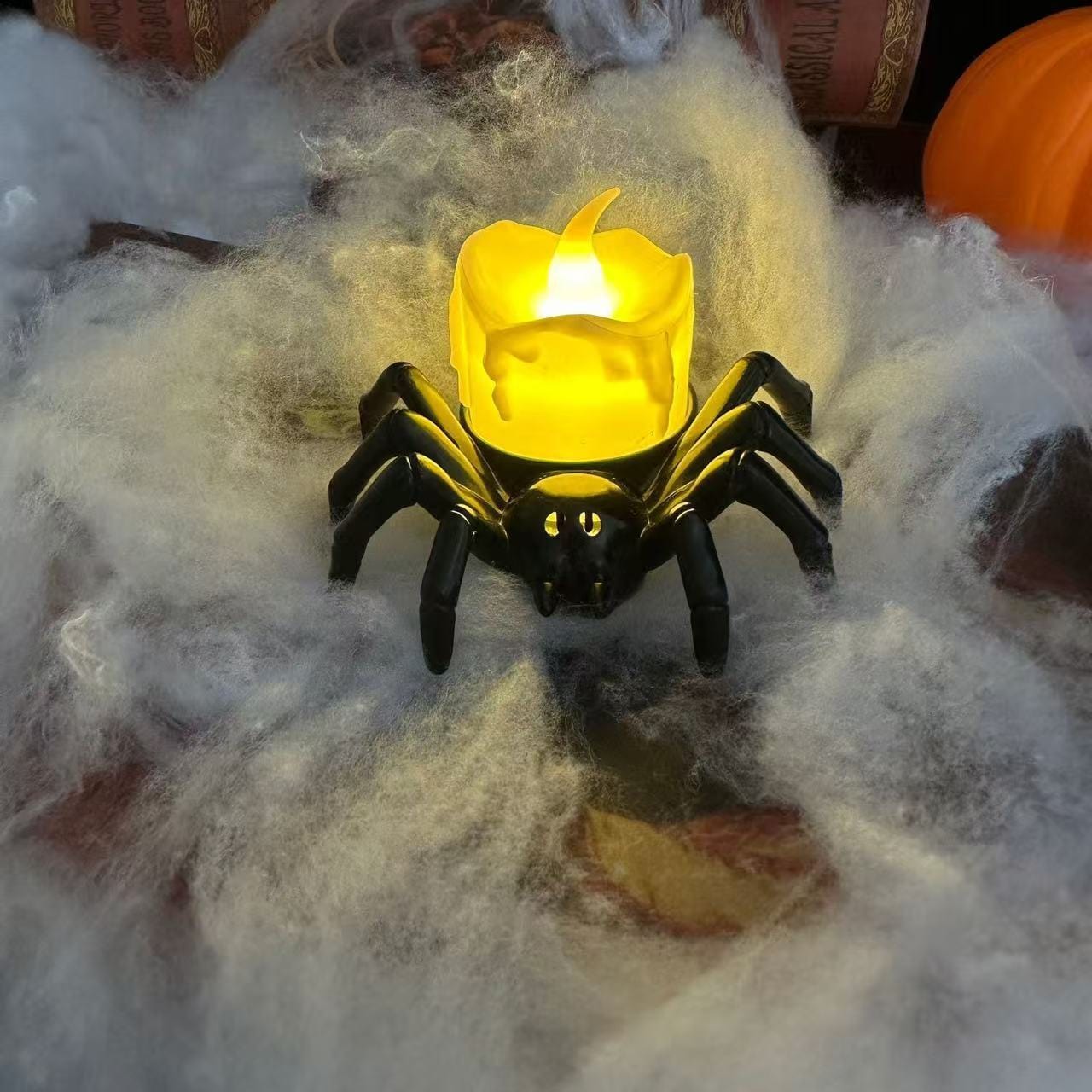 HabanaStrong Tebdencia lo mas buscado del año Spider Back White Candle Halloween Pumpkin Spider Candle Light Decoration Props