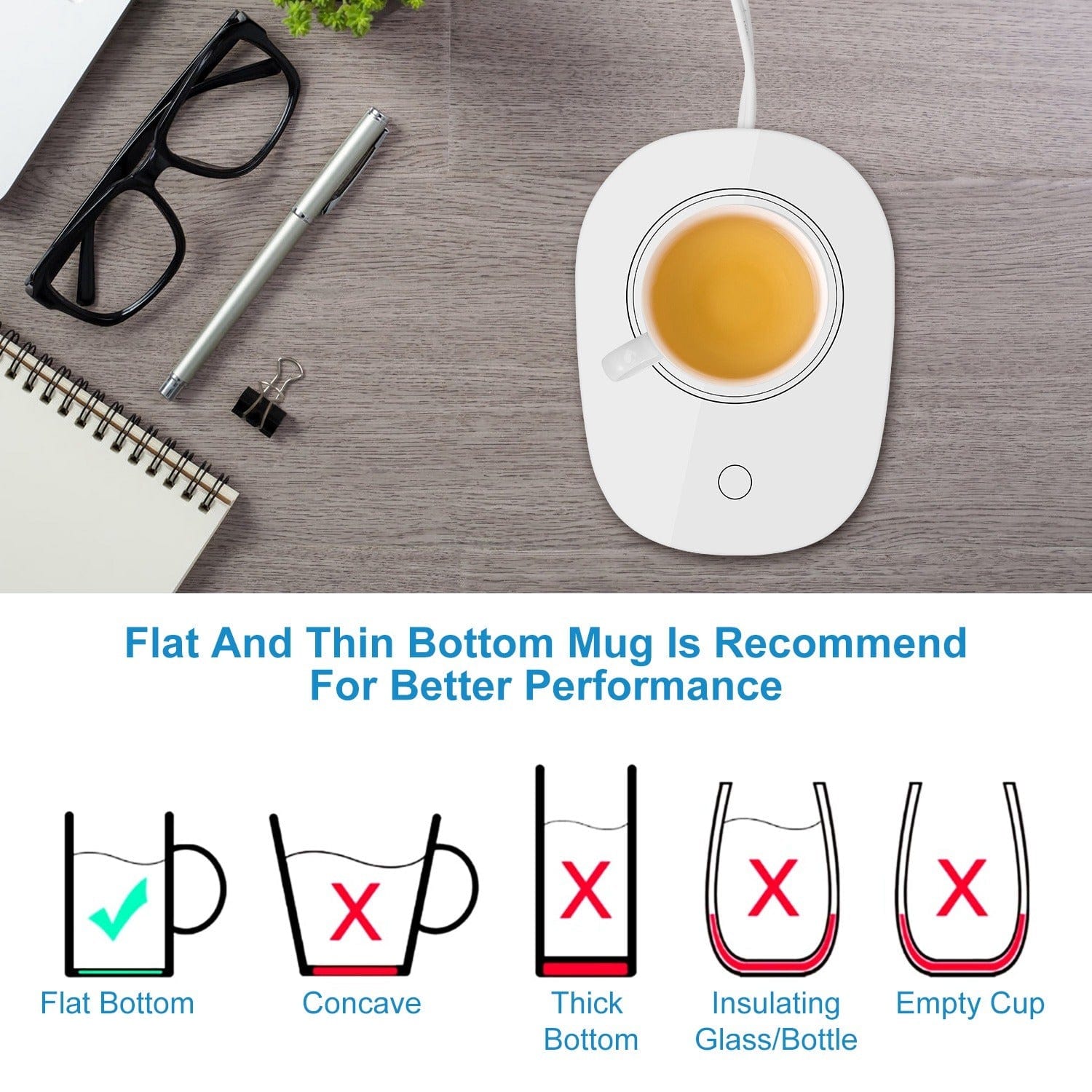 HabanaStrong Tebdencia lo mas buscado del año White 1Pc Coffee Mug Warmer Cup Warmer Auto Shut Off Coffee Tea Milk Electric Heater Pad Office Home Desk Electric Beverage Warmer Mat