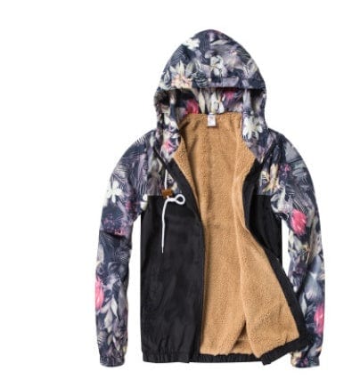 HabanaStrong Thick Black / 3XL / Thick Men's Printed Casual Contrast Sports Hooded Camouflage Jacket
