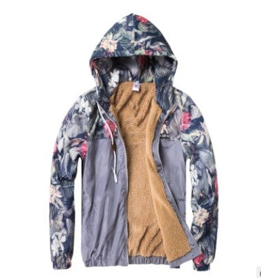 HabanaStrong Thick Gray / 3XL / Thick Men's Printed Casual Contrast Sports Hooded Camouflage Jacket