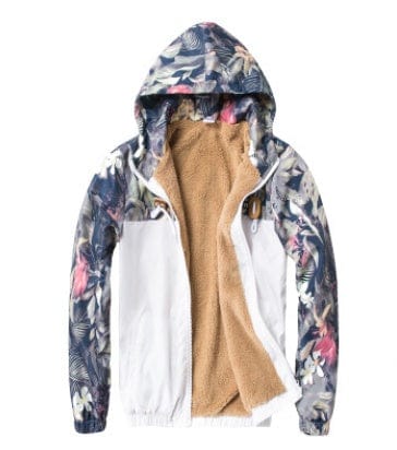 HabanaStrong Thick White / 3XL / Thick Men's Printed Casual Contrast Sports Hooded Camouflage Jacket